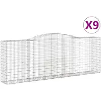 vidaXL Gabionen met boogvorm, 9 stuks, 400x50x140/160 cm, verzinkt staal