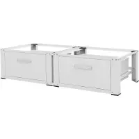 ECD-Germany Set van 2 wasmachineonderstellen Cathy met lade | staal wit 128x53x31 cm badkamermeubels | NADUVI