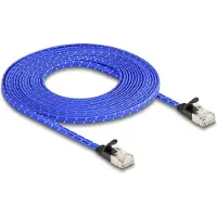 DeLOCK RJ45 flat network cable with braided coating Cat.6A U/FTP 5 m blue