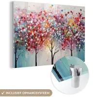 MuchoWow Glasschilderij 180x120 cm - Schilderij acrylglas - Kunst - Bomen - Natuur - Acryl - Foto op glas - Muurdecoratie woonkamer - Wanddecoratie slaapkamer - Schilderijen