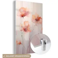 MuchoWow Glasschilderij 120x180 cm - Schilderij acrylglas - Klaproos - Bloemen - Kunst - Abstract - Watercolor - Foto op glas - Muurdecoratie woonkamer - Wanddecoratie slaapkamer - Schilderijen