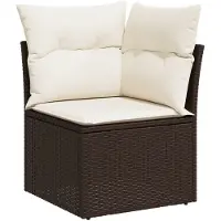 vidaXL Tuinhoekbank met kussens poly rattan bruin