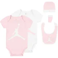 Jordan Cadeaubox - 5 Onderdelen - Roze/Wit - - 6-12 mnd - Rompers Korte Mouw