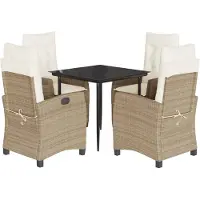 vidaXL 5-delige tuinset met kussens, beige, polyrotan