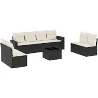vidaXL 9-delige Loungeset met kussens poly rattan zwart