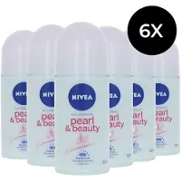 Nivea Pearl & Beauty Deodorant Roller - 6 x 50 ml