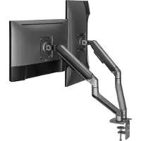 Gembird Dual Monitor Arm Bureau Montage, Verstelbaar voor 17"-35" Schermen, Ruimtegrijs - Ergonomische Positionering, Verbeterd Comfort en Efficiënt Kabelbeheersysteem