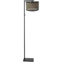Steinhauer Vloerlamp Stang zwart met bamboe kap
