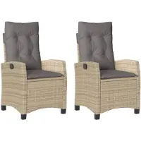 vidaXL Tuinstoelen 2 st verstelbaar kussens poly rattan gemengd beige