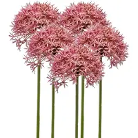 Emerald Allium/Sierui kunstbloem - 5x - losse steel - roze - 62 cm - Natuurlijke uitstraling