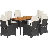 vidaXL 7-delige tuinset met kussens, zwart, van polyrotan