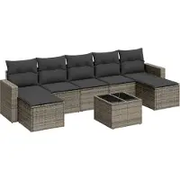 vidaXL 8-delige Loungeset met kussens poly rattan grijs