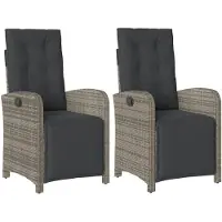 vidaXL Tuinstoelen 2 st verstelbaar met voetensteun poly rattan grijs
