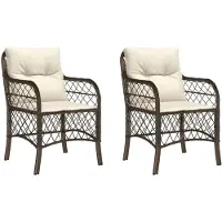 vidaXL Tuinstoelen met kussens, 2 stuks, bruin, polyrotan