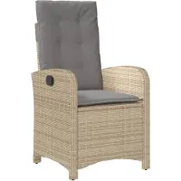 vidaXL Tuinstoel verstelbaar met kussens poly rattan gemengd beige