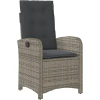 vidaXL Tuinstoel verstelbaar met kussens poly rattan grijs