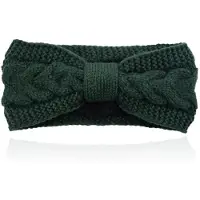 LGT JWLS Dames Hoofdband - Donkergroen, Katoen met Fleece Voering en Kabelpatroon