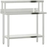 vidaXL Keukenwerktafel met bovenschap 110x55x120 cm roestvrij staal