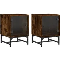 vidaXL Nachtkastjes met glazen deuren 2 st 35x37x50 cm gerookt eiken