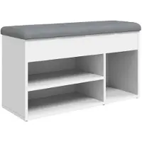 vidaXL Schoenenbank Wit 82x32x45,5 cm Bewerkt Hout