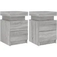 vidaXL Nachtkastjes met LED 2 st 35x39x55 cm grijs sonoma eikenkleurig