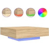 vidaXL Salontafel met LED-verlichting, Sonoma-eikenhout, 100x100x31 cm