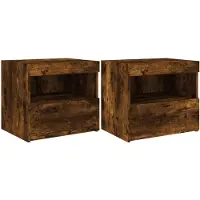 vidaXL Nachtkastjes met LED-verlichting 2 st 50x40x45 cm gerookt eiken