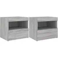 vidaXL Nachtkastjes met LED-verlichting 2 st 50x40x45 cm grijs sonoma