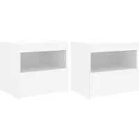 vidaXL Nachtkastjes met LED-verlichting 2 st 50x40x45 cm wit