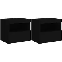 vidaXL Nachtkastjes met LED-verlichting 2 st 50x40x45 cm zwart