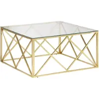 vidaXL Salontafel, goudkleurig roestvrij staal en gehard glas