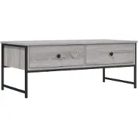 vidaXL Salontafel 101x49x39,5 cm bewerkt hout grijs sonoma eikenkleur