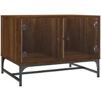 vidaXL Salontafel met glazen deuren, bruin, eikenlook, 68,5 x 50 x 50 cm