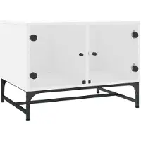 vidaXL Salontafel met glazen deuren 68,5x50x50 cm wit