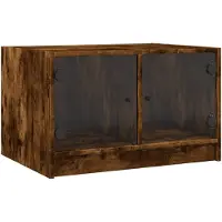 vidaXL Salontafel met glazen deuren 68x50x42 cm gerookt eikenkleurig