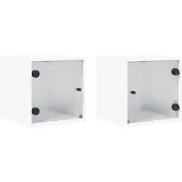 vidaXL Nachtkastjes met glazen deuren 2 st 35x37x35 cm wit