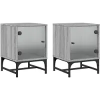 vidaXL Nachtkastjes met glazen deuren 2 st 35x37x50 cm grijs sonoma