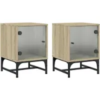 vidaXL Nachtkastjes met glazen deuren 2 st 35x37x50 cm sonoma eiken