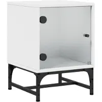 vidaXL Nachtkastje met glazen deur 35x37x50 cm wit