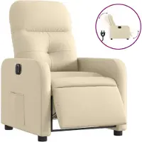 vidaXL Fauteuil verstelbaar elektrisch stof crèmekleurig