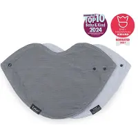 Kipkep 2 stuks in 1 verpakking: 3-in-1 Bib - Grey - XL spuugdoek, slabber en bandana in 1! katoen - dubbellaags - grijs - halsdoekje