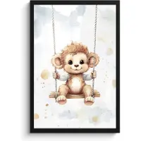 PosterMonkey Poster in lijst - Fotolijst 40x60 cm - Posters - Aap - Dier - Kinderen - Babykamer - Kinderkamer - Posterlijst zwart - Kamer decoratie - Wanddecoratie kinderkamer - Muurdecoratie babykamer