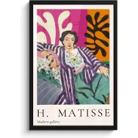 PosterMonkey Poster in lijst - Fotolijst 40x60 cm - Posters - Matisse - Abstract - Kunst - Kleurrijk - Vrouw - Posterlijst zwart - Decoratie - Wanddecoratie woonkamer - Muurdecoratie slaapkamer