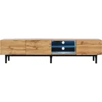 Merax Modern TV-meubel met houtnerf - TV Kast met LED-verlichting - Bruin met Zwart