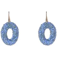 Go Dutch Label Oorhangers full on beads ovaal Blauw