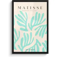 PosterMonkey Poster in lijst - Fotolijst 40x60 cm - Posters - Matisse - Bladeren - Blauw - Abstracte kunst - Posterlijst zwart - Decoratie - Wanddecoratie woonkamer - Muurdecoratie slaapkamer