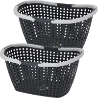 Excellent houseware 3x Stuks Kunststof wasmanden - zwart - 15 liter - 44 x 32 x 22 cm - Wasmanden