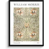 PosterMonkey Poster in lijst - Fotolijst 60x80 cm - Posters - William Morris - Honeysuckle - Abstract - Natuur - Groen - Posterlijst zwart - Decoratie - Wanddecoratie woonkamer - Muurdecoratie slaapkamer