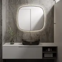 Martens & Meijer Spiegel peru 100x100 cm met indirecte verlichting rondom en spiegelverwarming koper