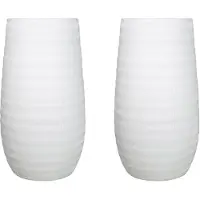 Floran 2x stuks bloemenvaas mat wit keramiek voor boeketten/takken/bloemen H40 x D22 cm - Vazen
